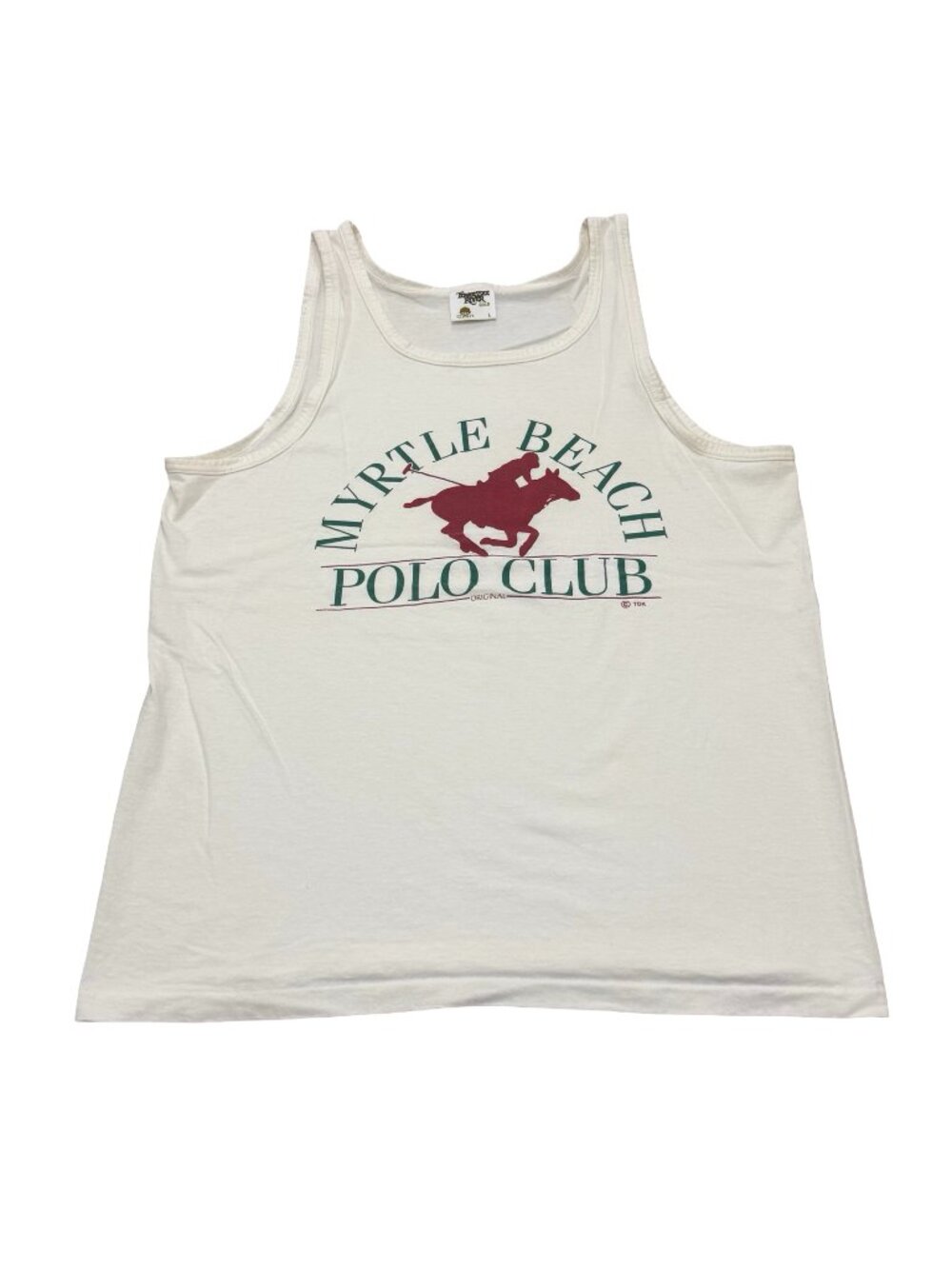 Vintage 1980s Myrtle Beach Polo Club Tank Top USA White Cotton Single Stitch